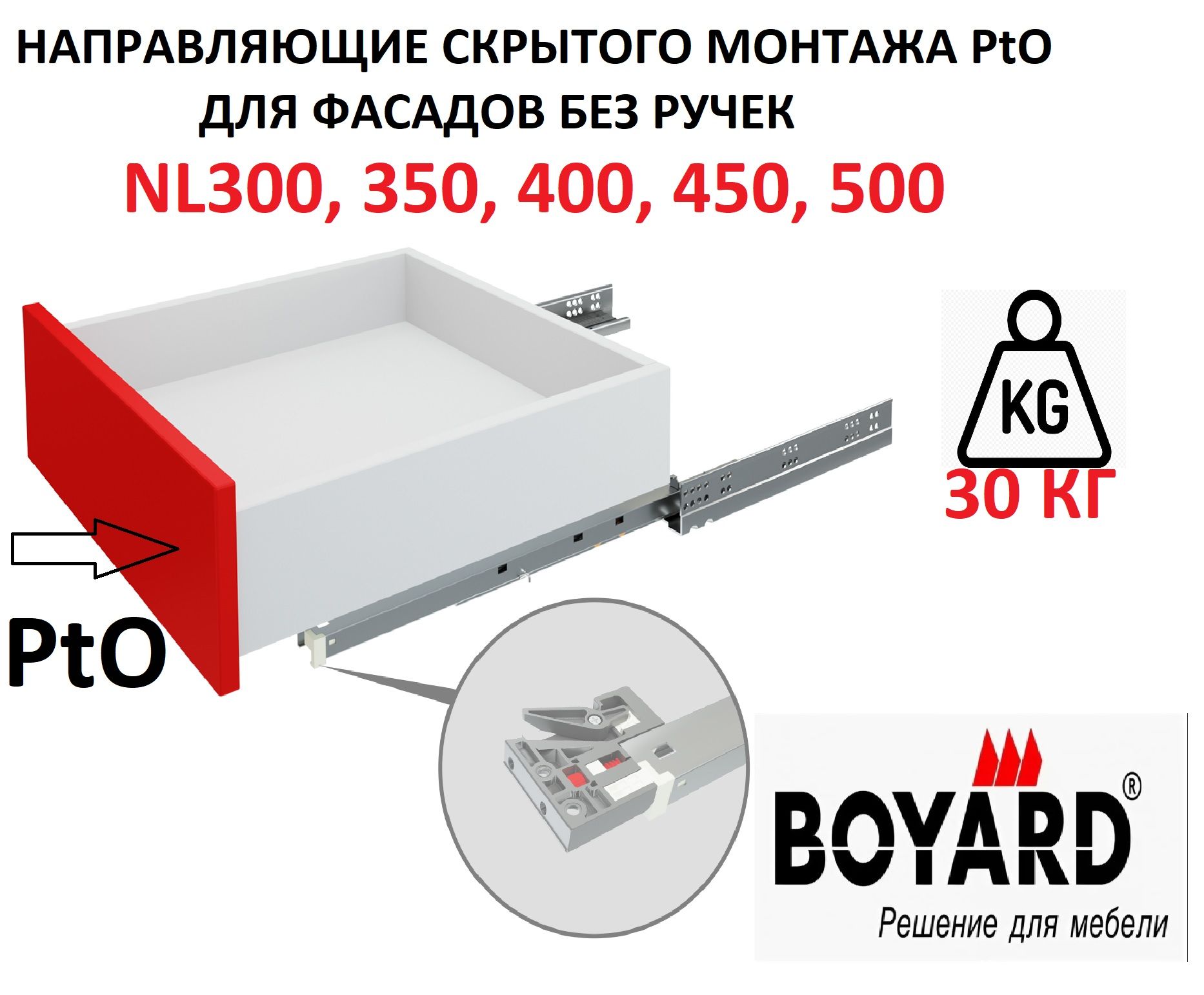 Направляющие скрытого монтажа Puch to Open для фасада без ручек, 400 мм,  Boyard, DB8885 купить по выгодной цене в интернет-магазине OZON (1337573736)