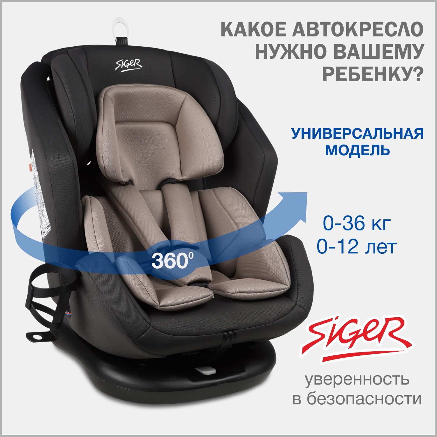 Автокресло детское поворотное Siger Ультра от 0 до 36 кг, антрацит - купить  с доставкой по выгодным ценам в интернет-магазине OZON (1099016790)