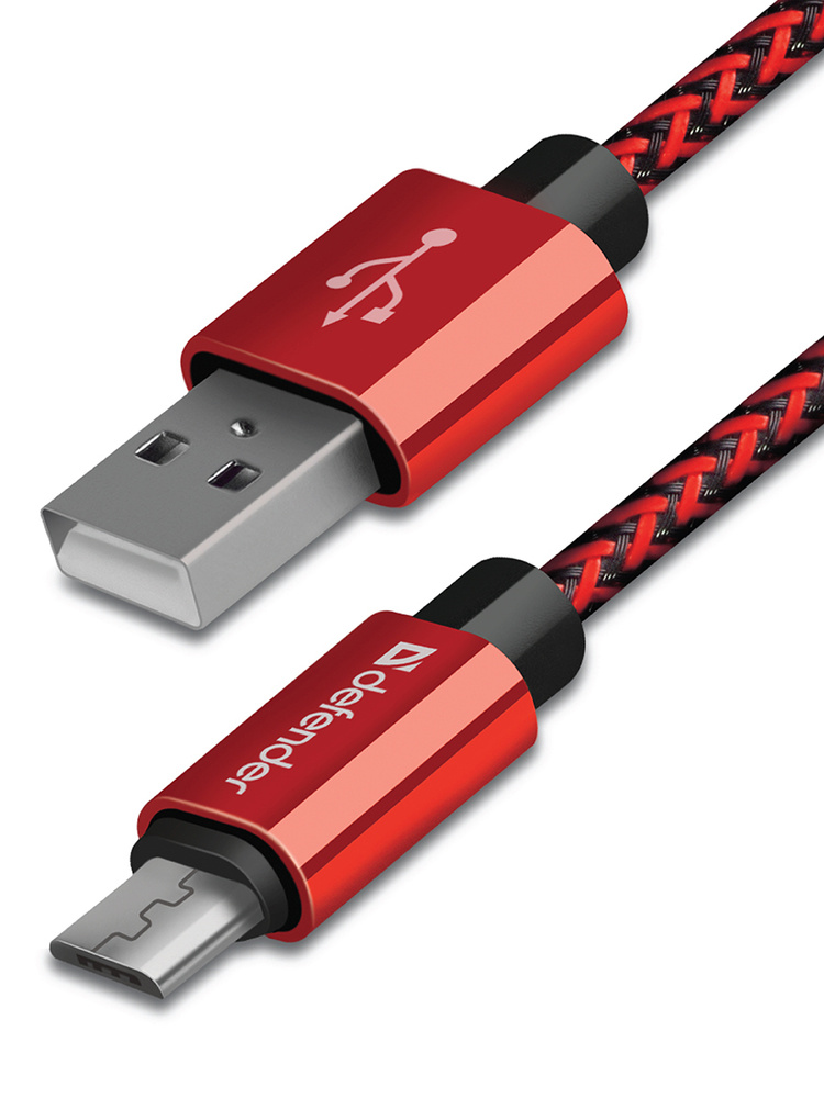 Кабель для зарядки телефона micro USB Defender PRO, 2.1A, 1 метр, красный  #1
