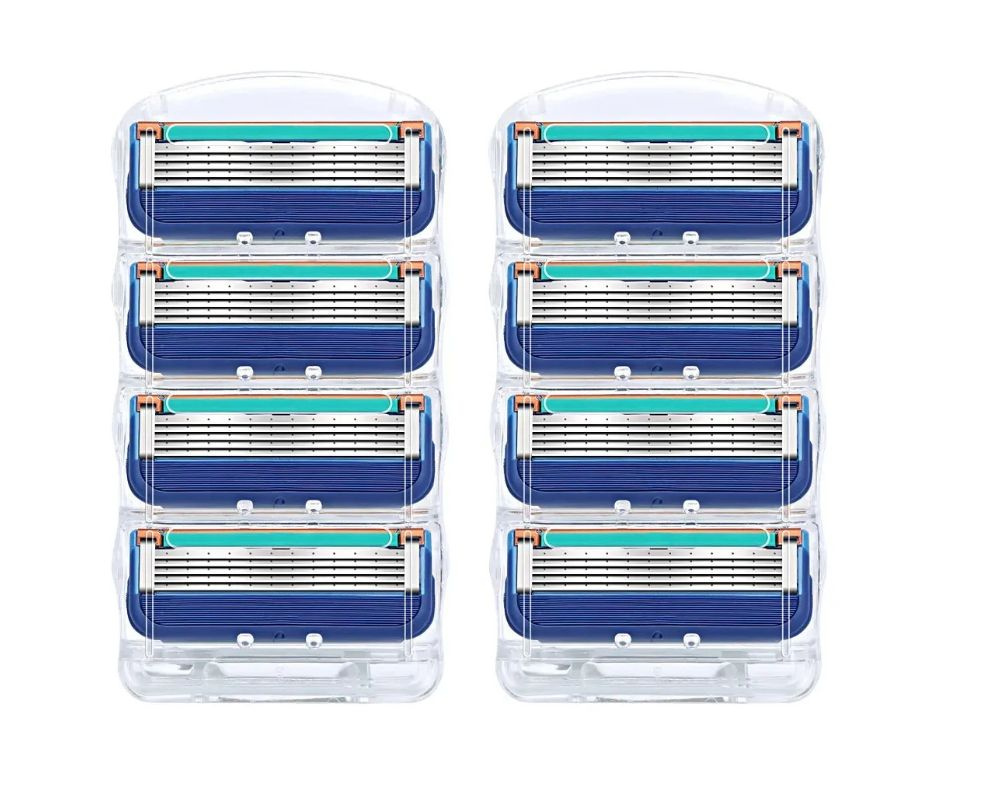 Сменные кассеты лезвия для бритв совместимые с Fusion, 8 штук (синие)  #1