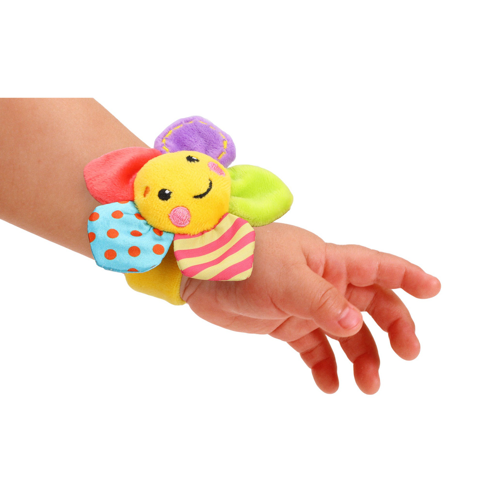 Развивающая игрушка погремушка текстильная для малышей на руку Цветочек  #1