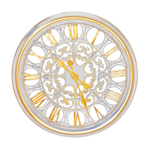 Часы настенные Римские цифры Ретро 60 см белые с латунью имитация ковки ...