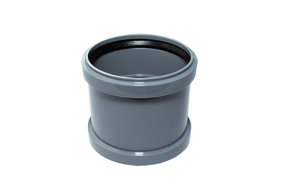 Муфта двухраструбная канализационная КОНТУР СТАНДАРТ, d110, СЕРАЯ ...