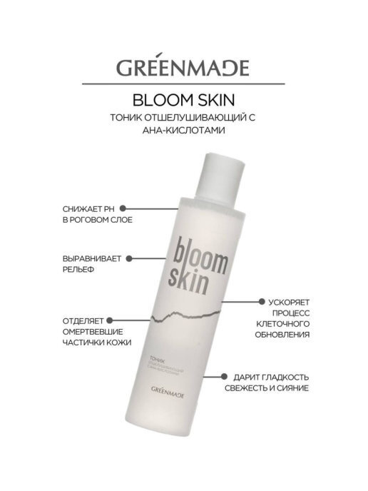 Greenmade Тоник для лица Отшелушивающий с АНА-кислотами - гладкая ...