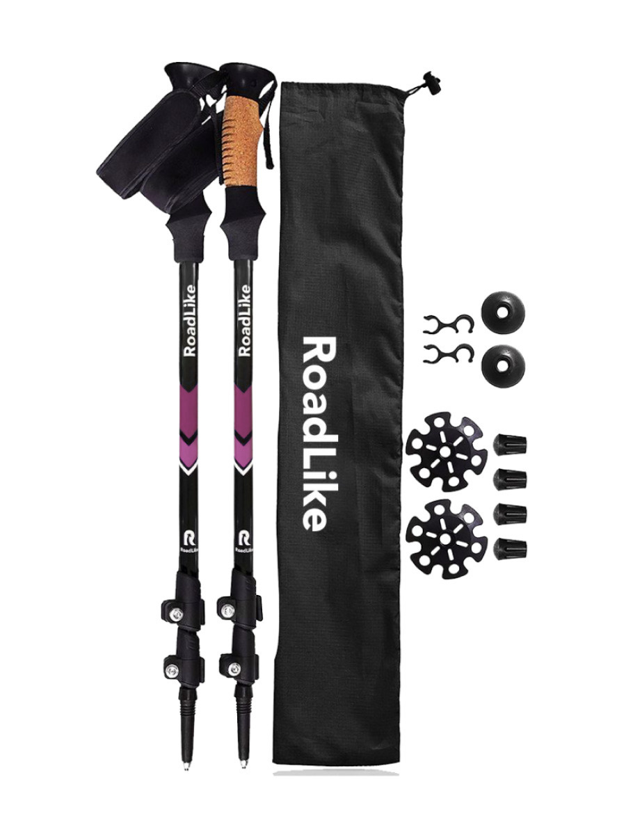 Палки для скандинавской ходьбы RoadLike, розовый/палки телескопические/палки для трекинга  #1