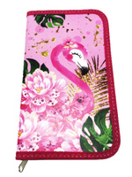 Пенал для девочки 1 секция, 115 х 190 х 30 мм, ламинированный картон Calligrata "Розовый фламинго" / Пенал школьный / Пенал для девочек / Пенал для карандашей / Пенал школьный для подростка. Спонсорские товары