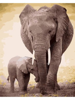 Картина по номерам "Слониха со слонёнком", 50х40  . Спонсорские товары