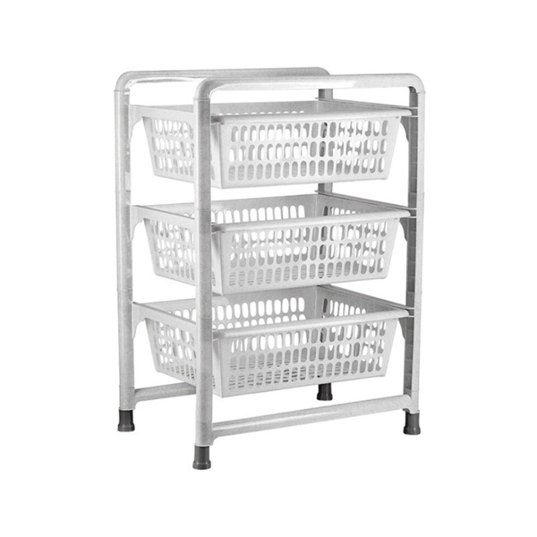 Тележка с выдвижными контейнерами из пластика для овощей и фруктов 3-х ...