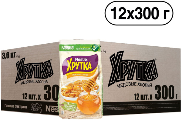 Готовый завтрак Хрутка Хлопья медовые, хрустящие, 300 г х 12 шт ...