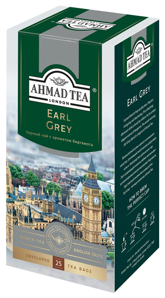 Ahmad Tea Earl Grey черный чай в фольгированных пакетиках, 25 шт ...
