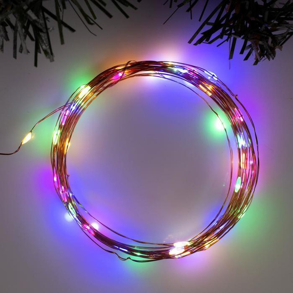 Гирлянда Нить 5 м роса, IP20, медная нить, 50 LED, свечение мульти, 2 ...