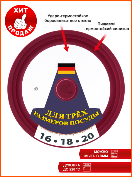 AxWild Крышка универсальная. 3 размера (16-18-20 см), Германия. Цвет ...