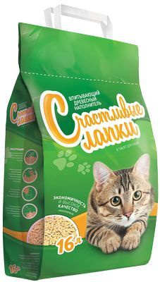 Наполнитель Счастливые Лапки д/кошек древесный 16л - купить с доставкой ...