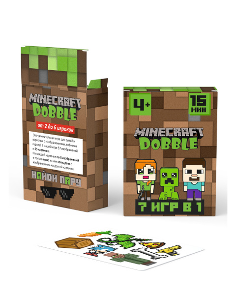 Настольная игра Дубль Майнкрафт Minecraft. Головоломка Доббль для детей ...
