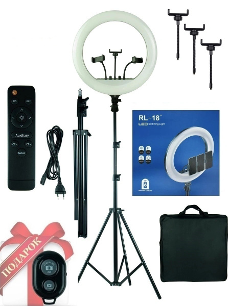 Профессиональная кольцевая лампа 45 см Soft Ring Light RL-18 с пультом ...