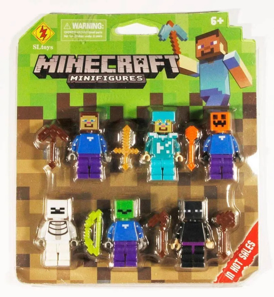 EASY MARKET Набор фигурок из игры Майнкрафт 6 фигурок и 6 аксессуаров ...