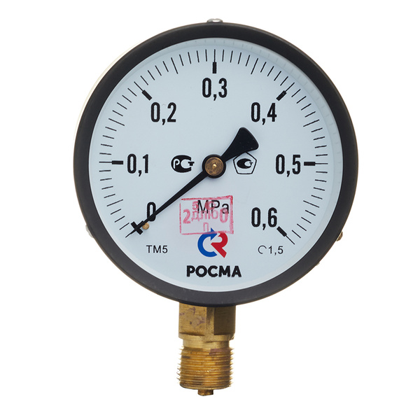 Манометр радиальный d 100 мм, подключение 1/2", до 6 бар (0-0,6 МПа) ТМ ...