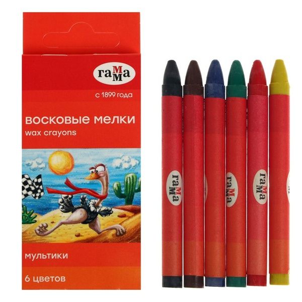 Мелки восковые 6 цветов .круглые, европодвес .2 наб. - купить с ...