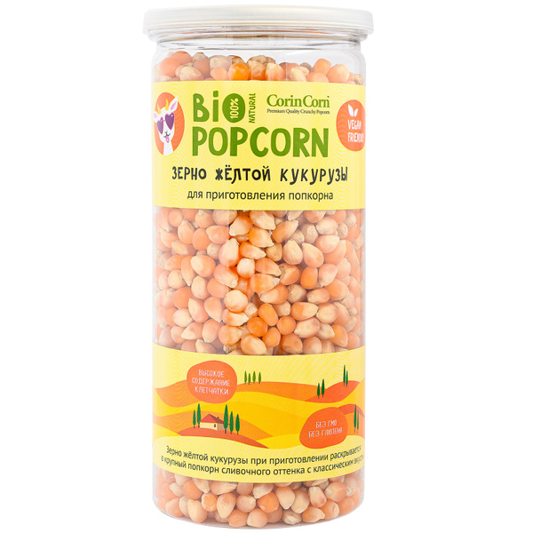 Зерно ЖЕЛТОЕ кукурузы для приготовления попкорна CorinCorn 0,4кг ...