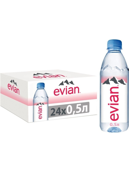 Вода минеральная природная Evian (Эвиан), 0,5 л х 24 бутылки ...