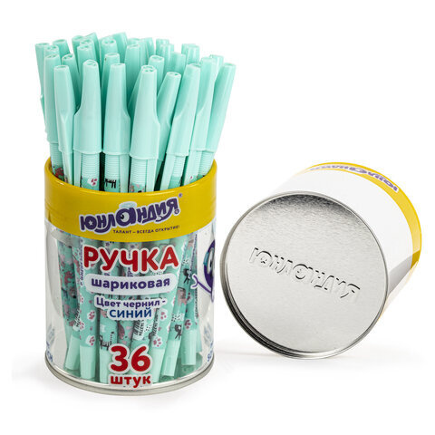 Ручка шариковая 36 шт синяя ЮНЛАНДИЯ "GLAMOUR CAT" SOFT TOUCH покрытие ...