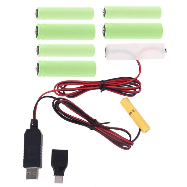 2in1 USB/Type C сетевой адаптер для замены батарей AA + AAA 1 4 шт. LR6 ...