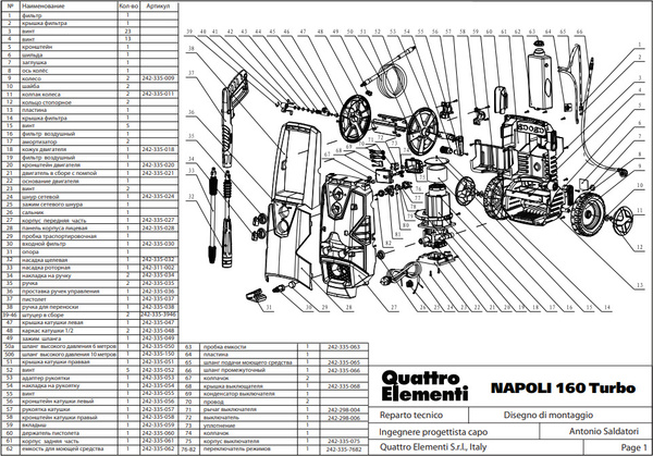 Накладка QUATTRO ELEMENTI NAPOLI 160 Turbo на ручку выключателя (242 ...