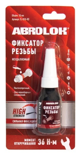 Фиксатор резьбы красный (неудаляемый) (10 мл) "ABRO Masters" (ABRO)