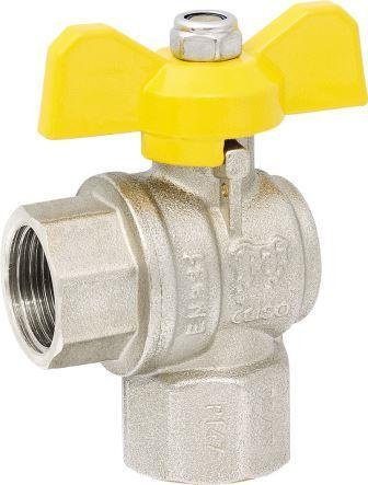 Кран шаровой Profactor угловой газовый 1/2" гайка/гайка бабочка ...