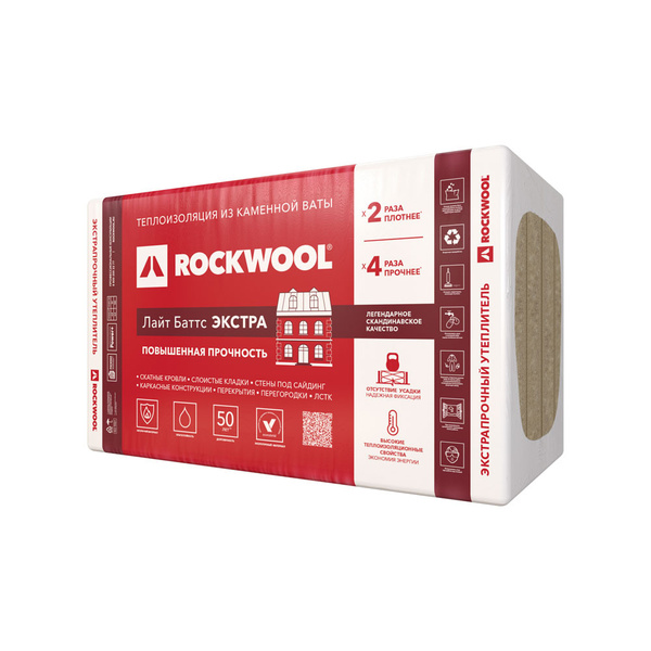 Утеплитель Rockwool Лайт Баттс Экстра 50х600х1000 мм 4,8 кв.м купить на ...