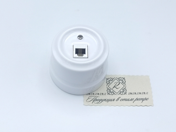 Розетка LINDAS Линдас ретро RJ-45 информационная, керамика, цвет :БЕЛЫЙ ...