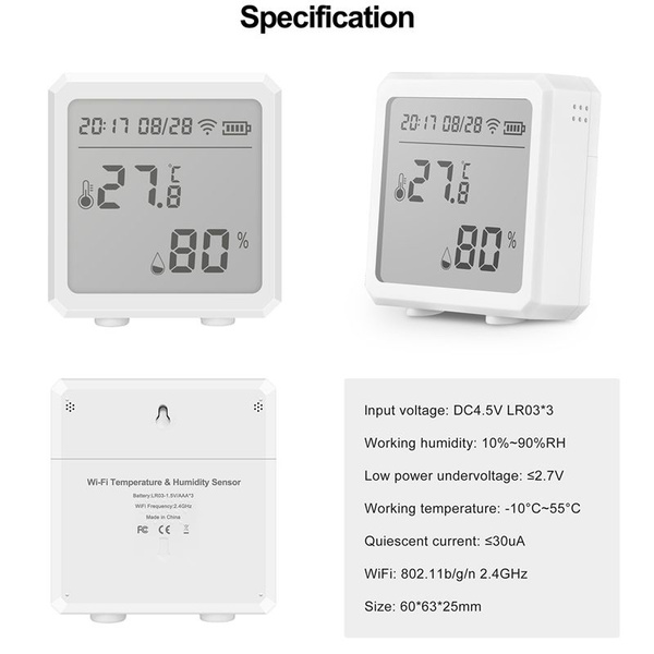 2 шт. Tuya Smart WiFi датчик температуры и влажности комнатный ...