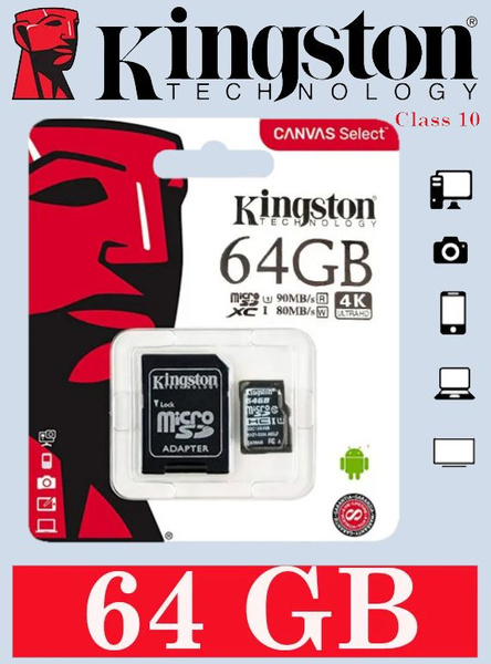 Карта памяти microSD 64 ГБ / microSDHC Canvas 64 ГБ / Карта расширения ...