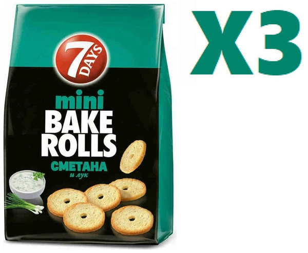 Мини сухарики 7DAYS Bake Rolls Сметана и лук 80г 3 шт - купить с ...