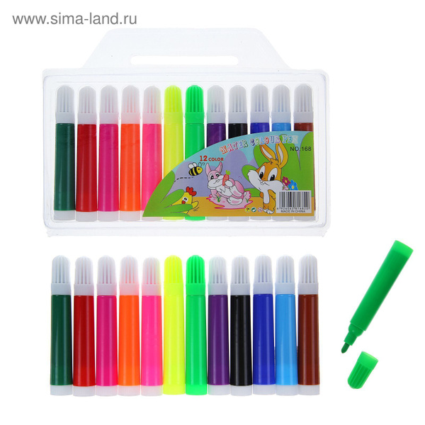 Фломастеры, 12 цветов, Jambo, толстые, вентилируемый колпачок,1 набора ...
