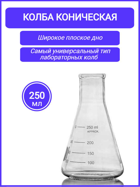 Колба коническая 250 мл (тип КН лабораторная: исполнение 2 - с ...
