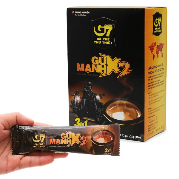 Вьетнамский растворимый кофе 3 в 1 "STRONG X2", G7, коробка 12 саше ...