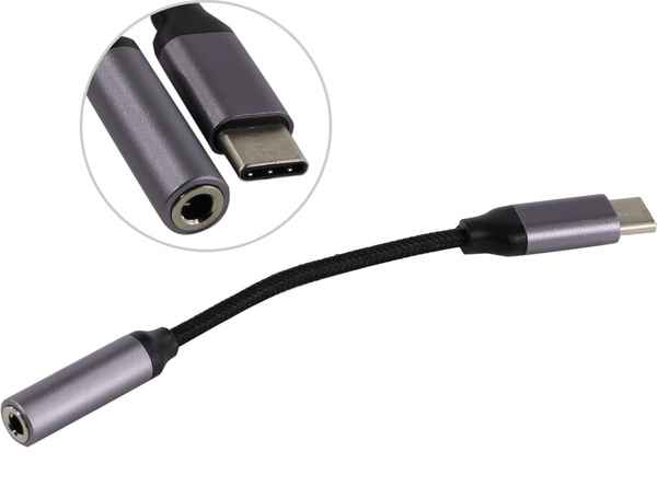 Кабель адаптер USB-C в AUX 3,5 мм с ЦАП (DAC чип), 12 см, KS-is ...