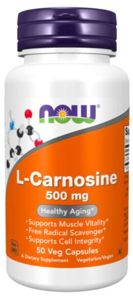 Антиоксидант Л-Карнозин NOW L-Carnosine 500 mg 50 растительных капсул ...