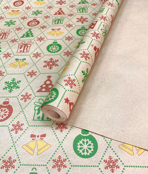 Новогодняя упаковочная бумага с дизайном "Новогодний калейдоскоп" в ...