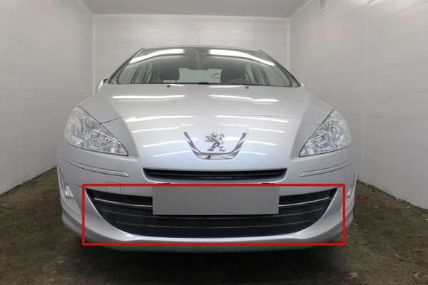 Защитная сетка радиатора черная Peugeot 408 (2012-2017) (3 части ...