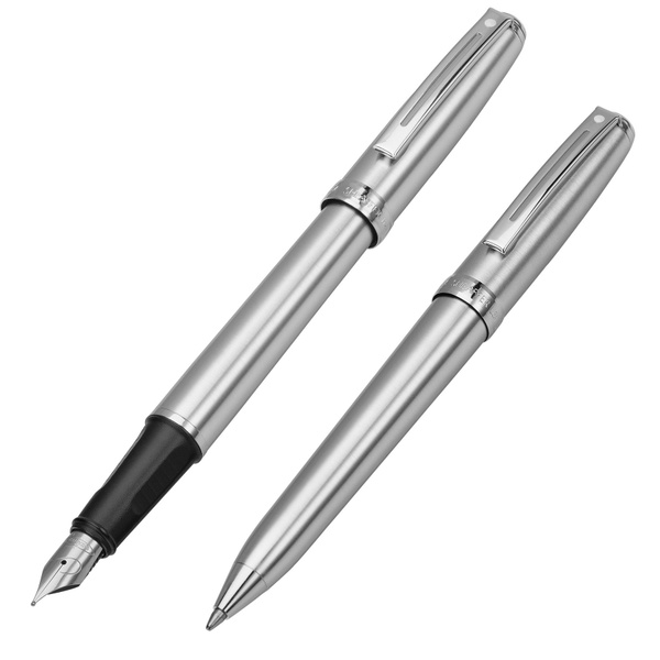 Набор ручек: перьевая и шариковая SHEAFFER Prelude Brushed Chrome CT ...