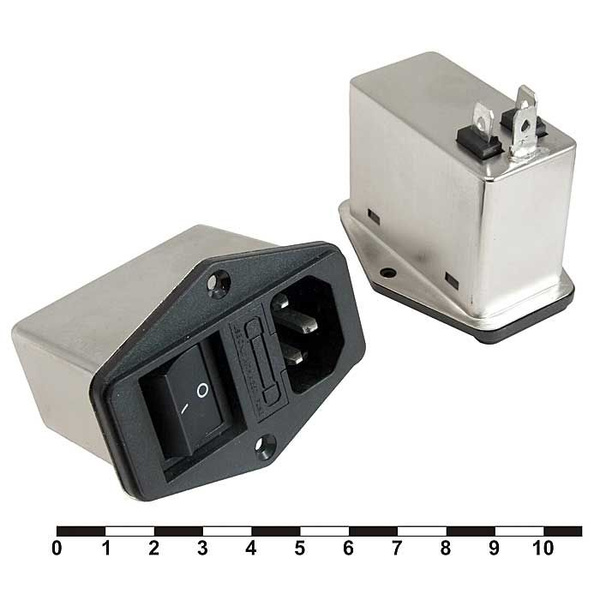 Сетевой фильтр DL-1DZ2KR 1A. 250V с сетевым разъемом типа IEC 320 C14 ...