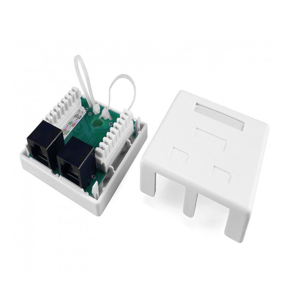 Двойная розетка RJ45 Hyperline SB1-2-8P8C-C5e-WH - купить с доставкой ...