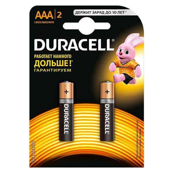 Батарейки щелочные (алкалиновые) Duracell Basic, тип ААA, 1,5В, 2шт ...