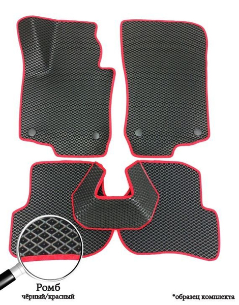Коврики в салон автомобиля НИВА 2121 РОМБ, цвет черный, красный ...