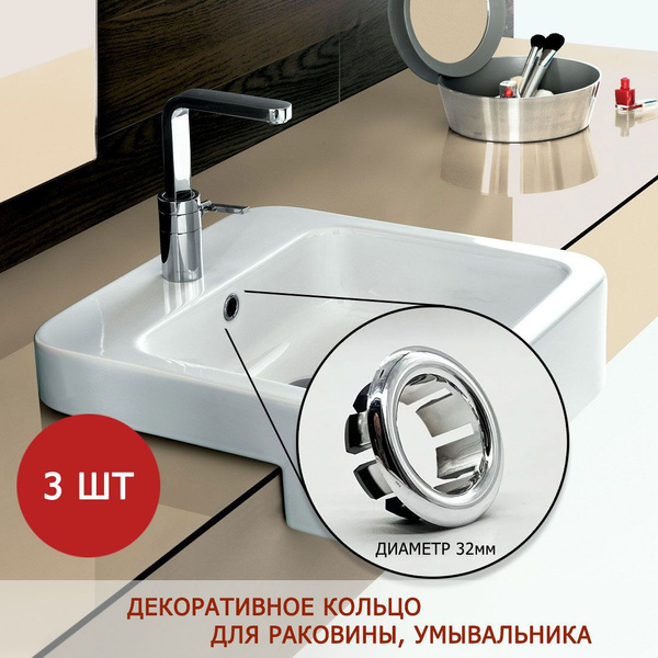 Декоративное кольцо для умывальника ХРОМ Rilano, обрамление перелива ...