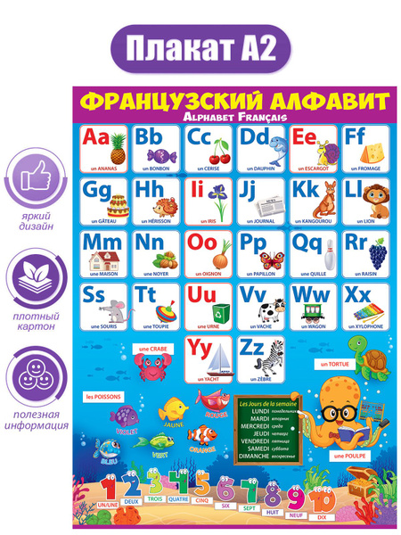 Плакат "Французский алфавит." , картон , А2, 44х66 см. купить на OZON ...
