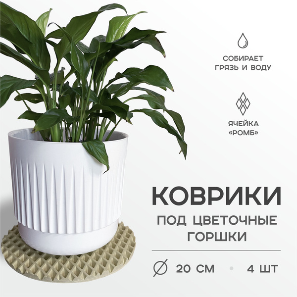 Коврик поддон под цветочный горшок из EVA/ кашпо, 20 см / 4 шт - купить ...