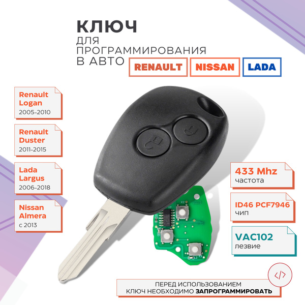 Ключ зажигания для Renault logan Duster Nissan Almera Lada Largus, Рено ...